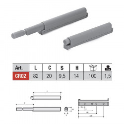 Толкатель PUSH LATCH, 20мм, PERMO, Италия, CR020000000SM
